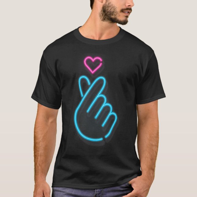 K- Pop Shirt Korean Music Lovers Hand Heart K-Dram (Front)