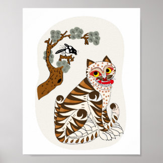 K-Pop Tiger Poster – Korean Folk Art with Monster 