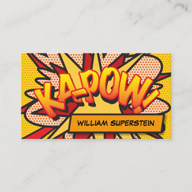 KA-POW Fun Retro Comic Book Business Card (Front)