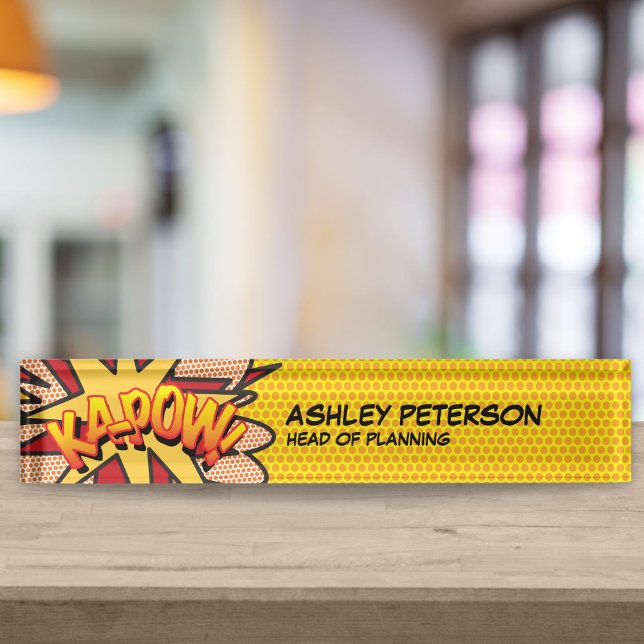 KA-POW Fun Retro Comic Book Nameplate (KA-POW Fun Retro Comic Book Desk Name Plate)