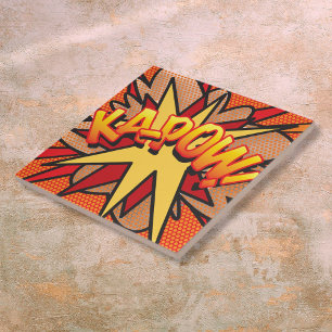 KA-POW Fun Retro Comic Book Pop Art Ceramic Tile