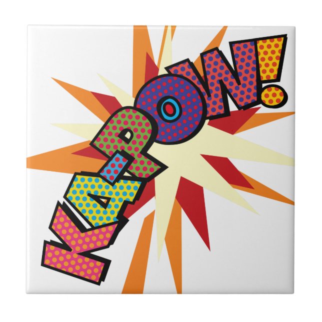 KA-POW Fun Retro Comic Book Pop Art Ceramic Tile (Front)