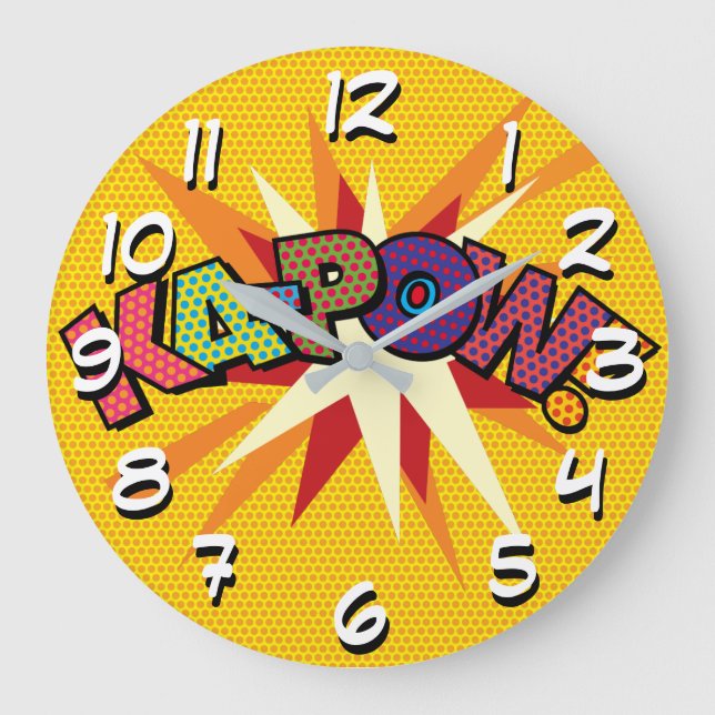KA-POW Fun Retro Comic Book Pop Art Large Clock (Front)