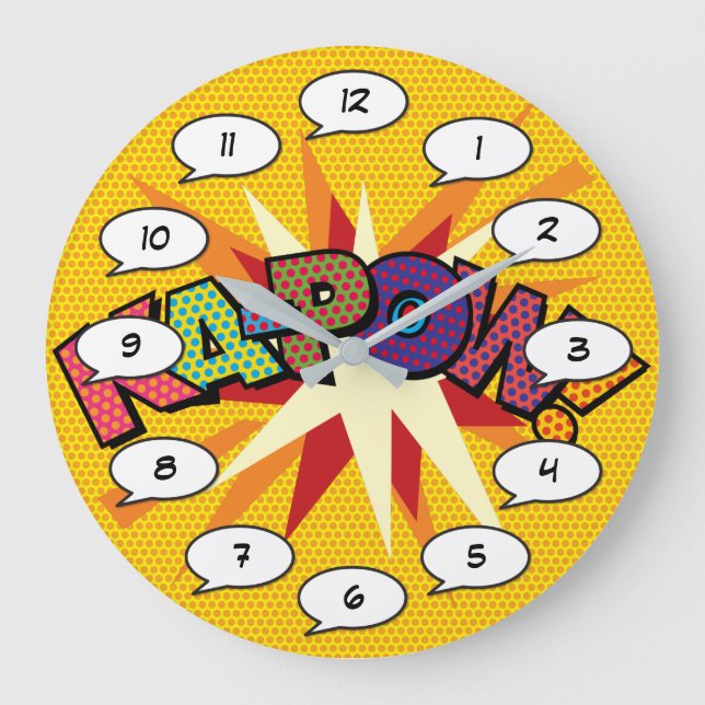 KA-POW Fun Retro Comic Book Pop Art Large Clock (Front)