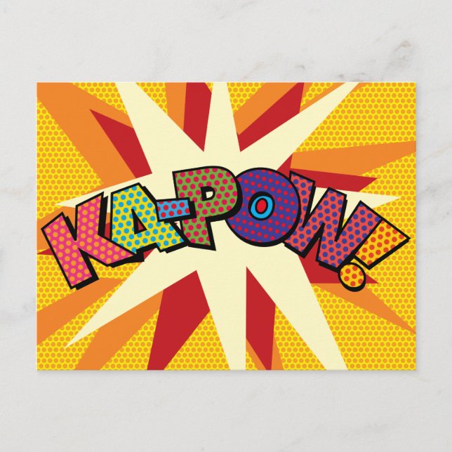 KA-POW Fun Retro Comic Book Pop Art Postcard (Front)