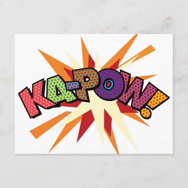 KA-POW Fun Retro Comic Book Pop Art Postcard (Front)