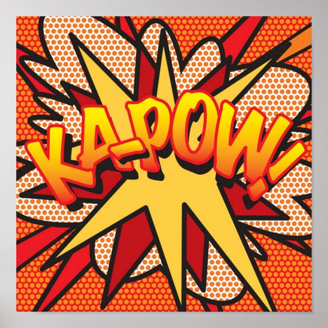 KA-POW Fun Retro Comic Book Pop Art Poster (Front)