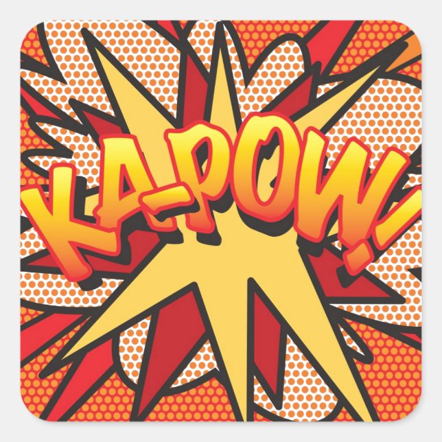 KA-POW Fun Retro Comic Book Pop Art Square Sticker (Front)