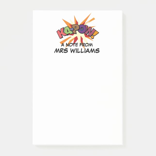 KA-POW Personalised Fun Colourful Comic Book Post-it Notes (Front)