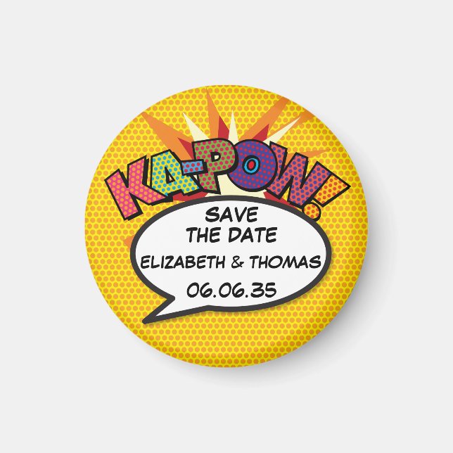 KA-POW Save the Date Fun Retro Comic Book Pop Art Magnet (Front)