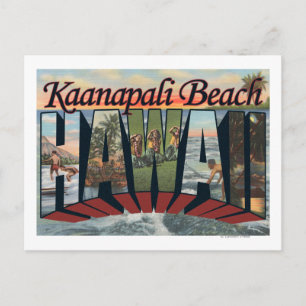Kaanapali Beach, Hawaii - Large Letter Scenes Postcard
