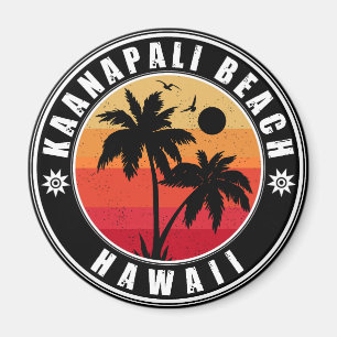 Kaanapali Beach Hawaii Retro Palm Trees 60s Travel Magnet