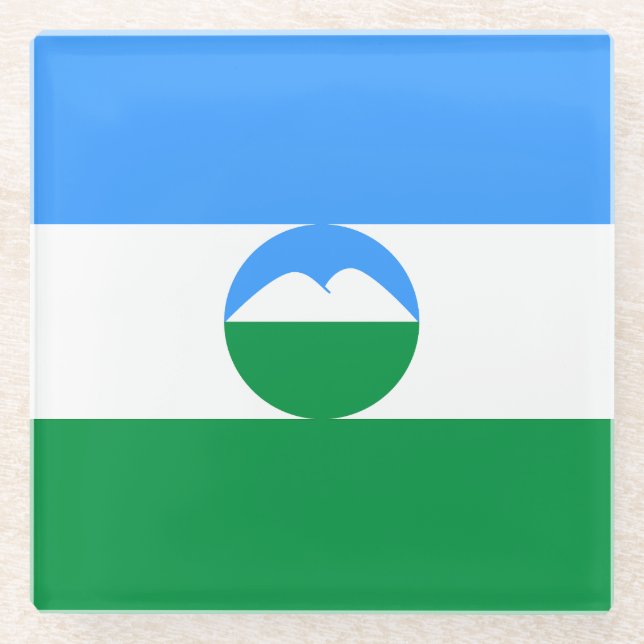 Kabardino Balkaria Flag Glass Coaster (Front)