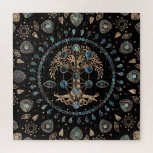 Kabbalah The Tree of Life Abalone and Gold Jigsaw Puzzle