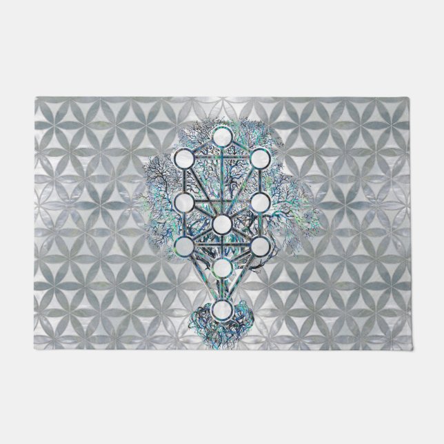 Kabbalah The Tree of Life Abalone shell and pearl Doormat (Front)