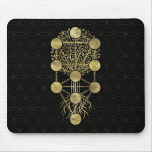 Kabbalah The Tree of Life Gold on Black Mouse Pad