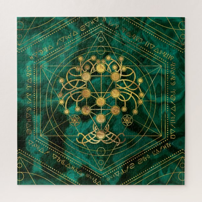 Kabbalah The Tree of Life -Malachite Jigsaw Puzzle (Vertical)