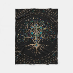 Kabbalah The Tree of Life Marble and Gold Fleece Blanket