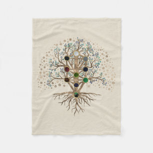 Kabbalah The Tree of Life on canvas Fleece Blanket