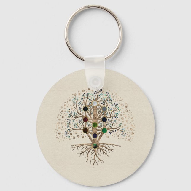Kabbalah The Tree of Life on canvas Key Ring (Front)