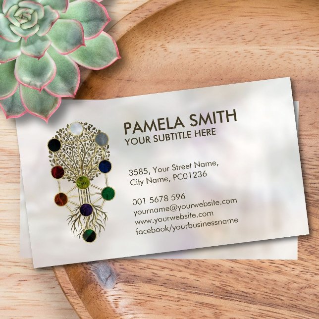 Kabbalah The Tree of Life Ornament on Pearl Business Card (Creator Uploaded)