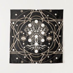 Kabbalah The Tree of Life Sacred Geometry Ornament Tapestry