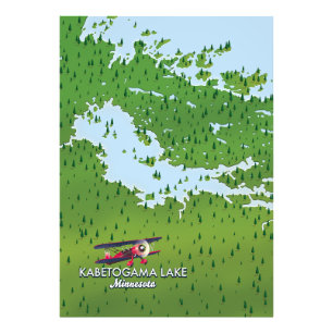 Kabetogama lake, Minnesota, USA Travel map. Photo Print