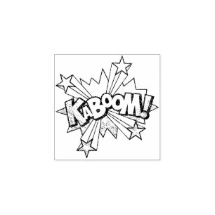KABOOM! Vintage Comic Book Steampunk Pop Art Rubber Stamp