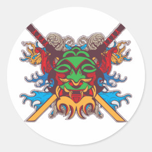 Kabuki Mask Classic Round Sticker