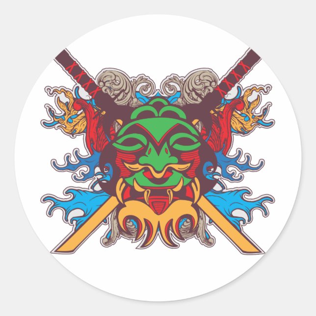 Kabuki Mask Classic Round Sticker (Front)