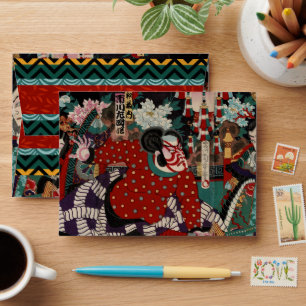 Kabuki Samurai Warriors Woodblock Envelopes