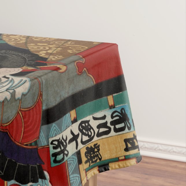 Kabuki Samurai Warriors Woodblock Tablecloth (In Situ)