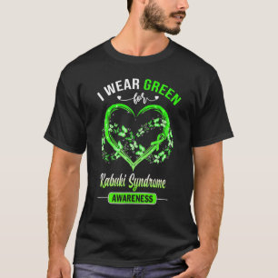 Kabuki Syndrome Awareness I Wear Green Butterfly H T-Shirt