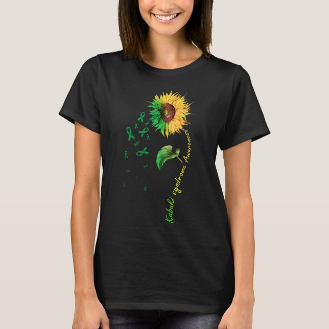 Kabuki Syndrome Awareness Sunflower Down Syndrome  T-Shirt (Front)