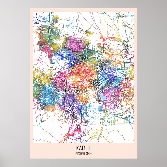 Kabul Afghanistan City Map Poster (Front)