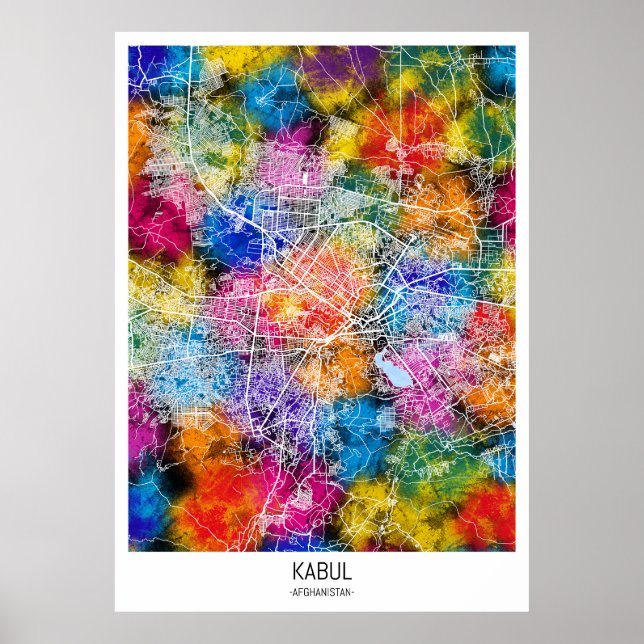 Kabul Afghanistan City Map Poster (Front)