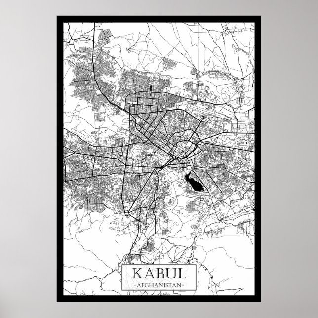 Kabul Afghanistan Map Poster (Front)