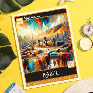 Kabul, Afghanistan Vintage Painting Postcard