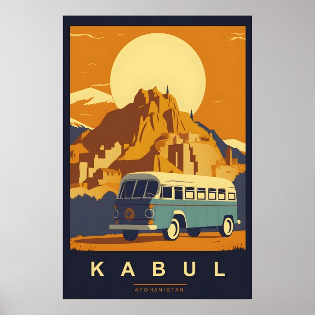 Kabul, Afghanistan Vintage Travel Poster (Front)