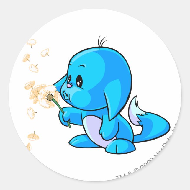 Kacheek Blue Classic Round Sticker (Front)