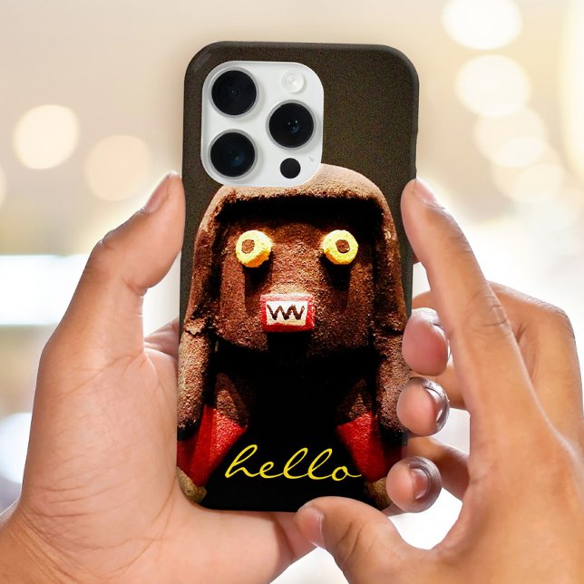 Kachina Doll Face Photo Hello Script Bold Graphic Case-Mate iPhone Case (Creator Uploaded)