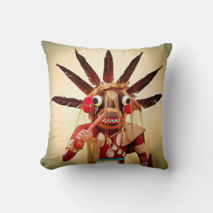 Kachina Doll Native American Wood Statue Bold Cushion