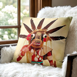 Kachina Doll Native American Wood Statue Bold Cushion