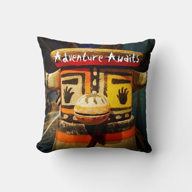 Kachina Doll Photo Adventure Awaits Bold Cute Cushion (Front)