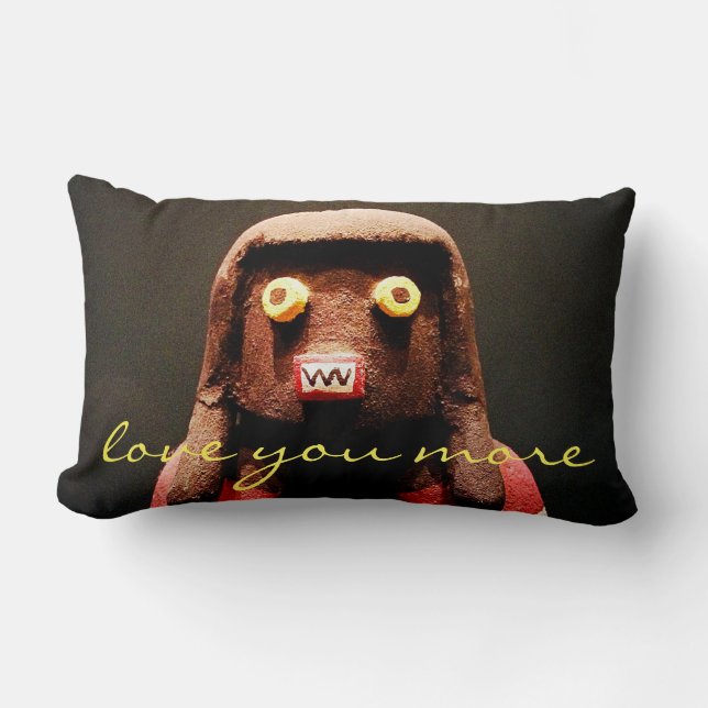 Kachina Doll Photo Love You More Script Quote Bold Lumbar Cushion (Front)