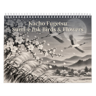 Kacho Fugetsu Sumi-e Ink Birds & Flowers Calendar