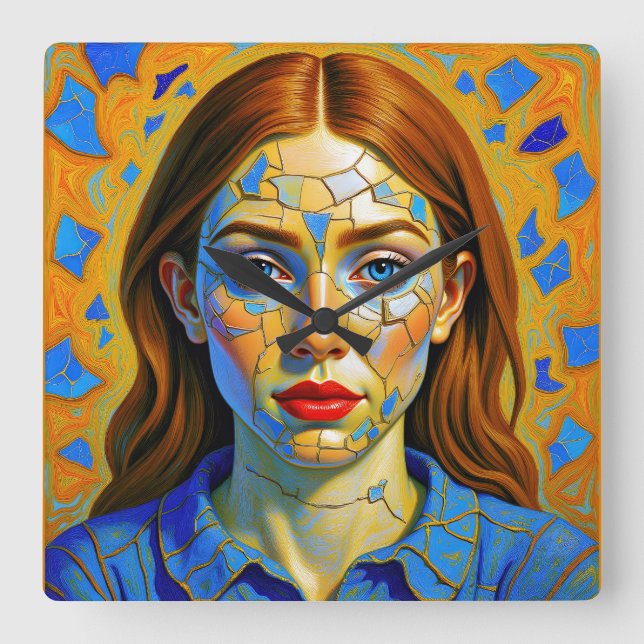 “Kaela” - Pattern of a Past Square Wall Clock (Front)