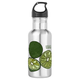 Kaffir lime cartoon illustration 532 ml water bottle