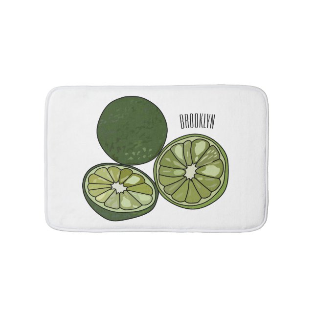 Kaffir lime cartoon illustration bath mat (Front)