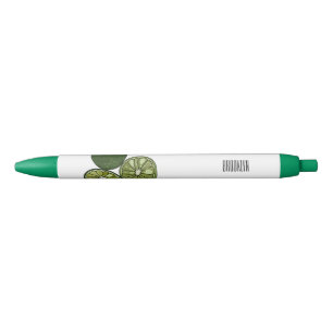 Kaffir lime cartoon illustration black ink pen
